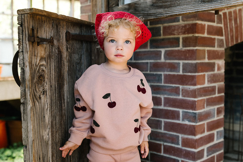 Pre-Order Cherry Patch Sweatshirt - Bud Pink