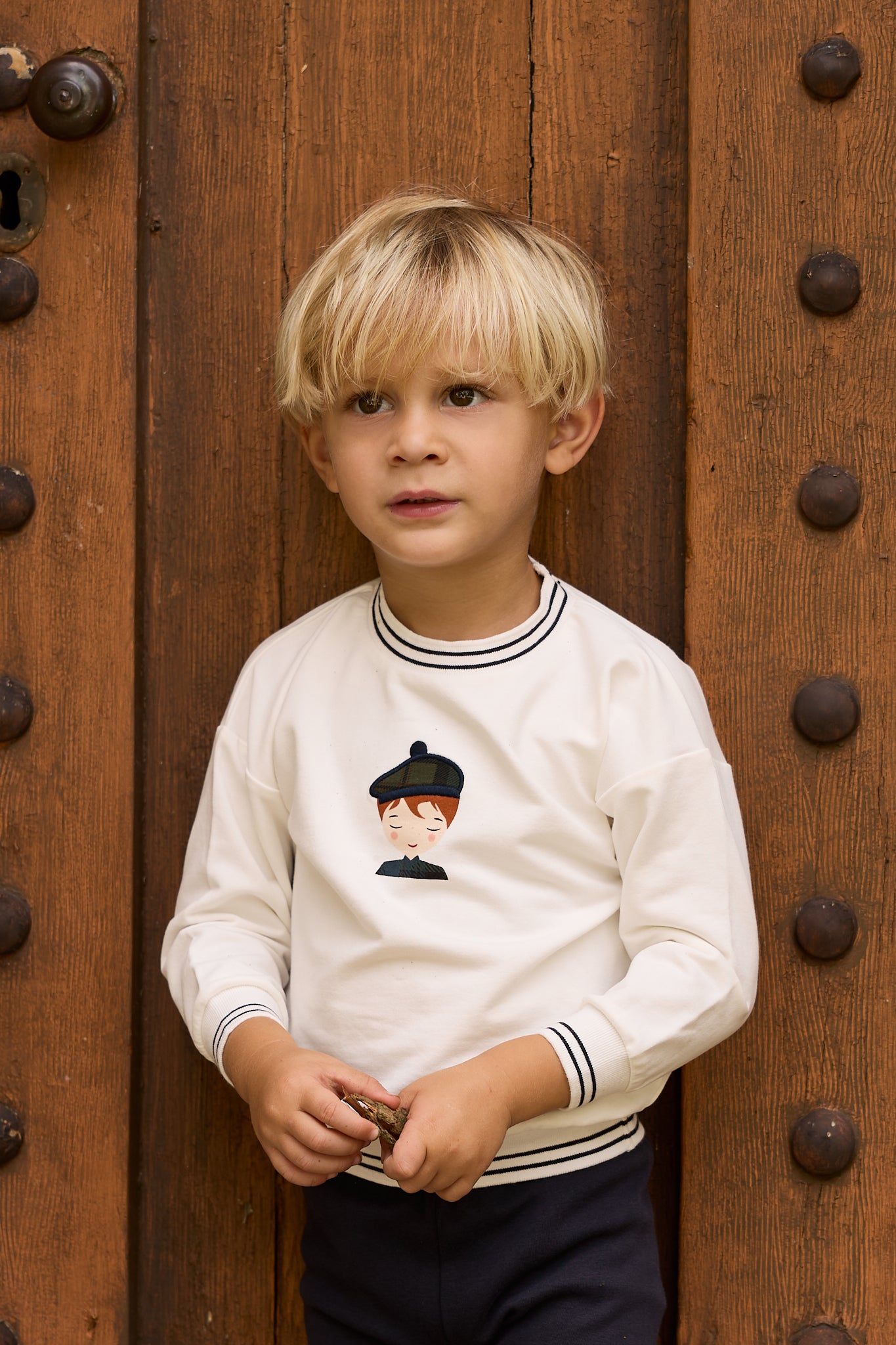 French Terry Scottish 2 Piece Set - Ivory Boy