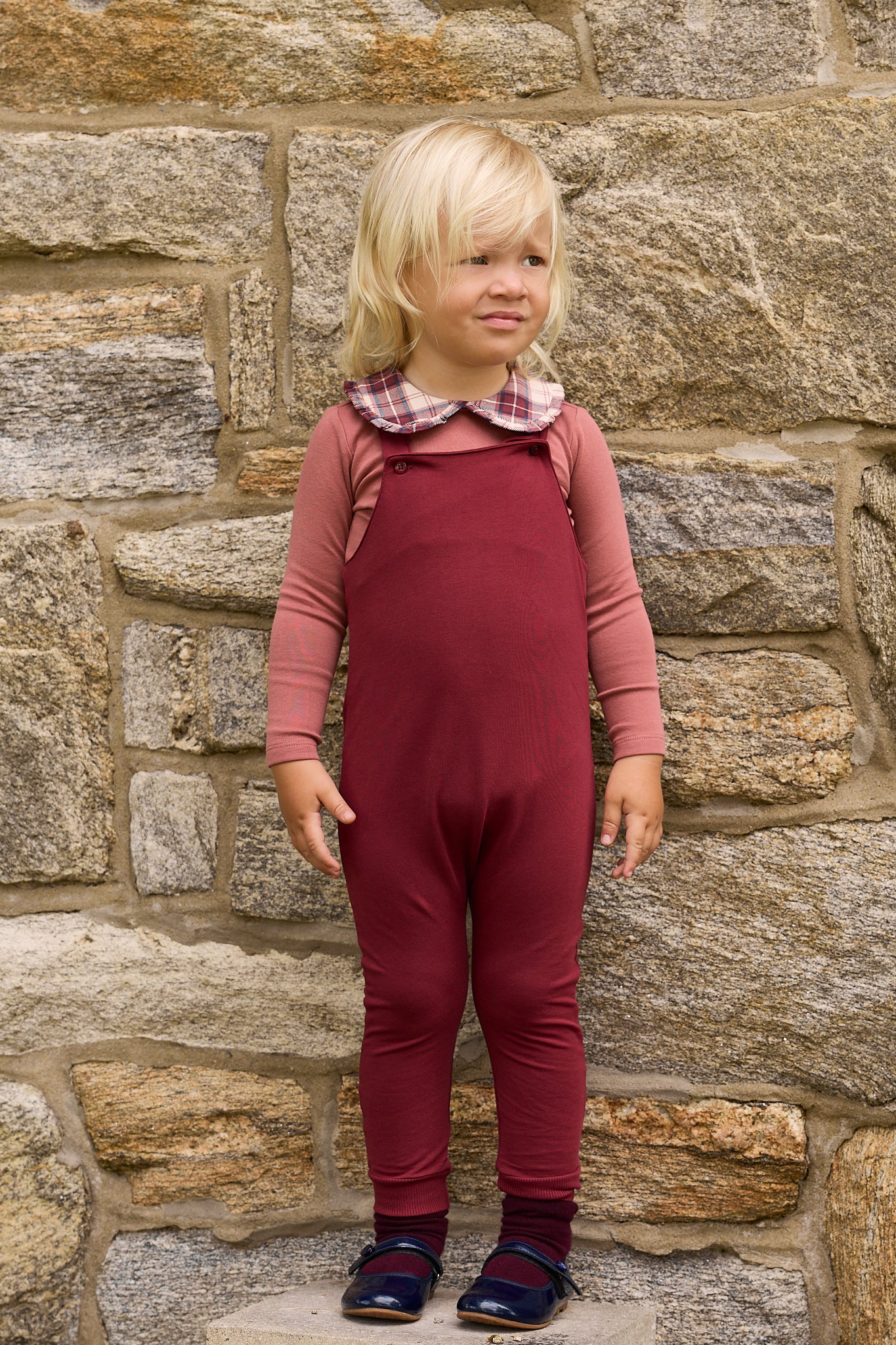 French Terry Scottish Collar Bodysuit & Overall - Pink