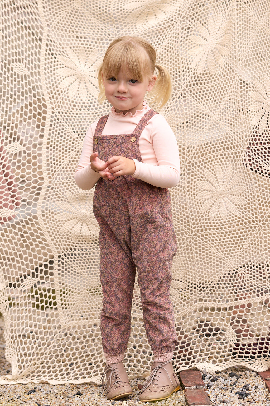 Liberty/Berry Corduroy Overalls - Pink Print