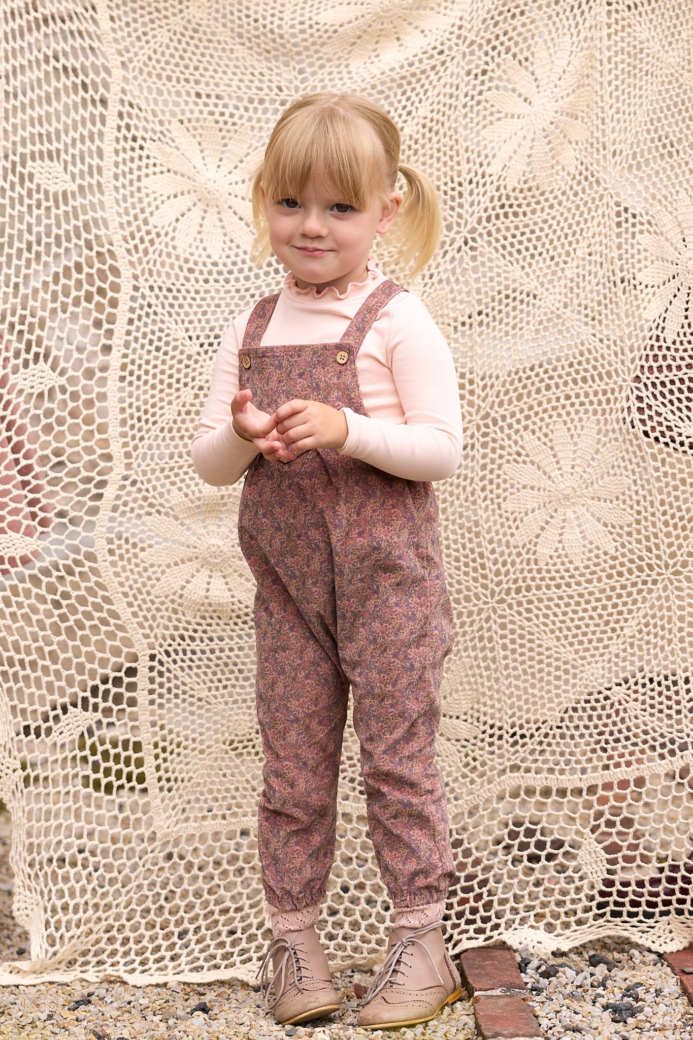 Liberty/Berry Corduroy Overalls - Pink Print