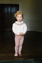 Girls Embroidered Shirt - Cream/Rose