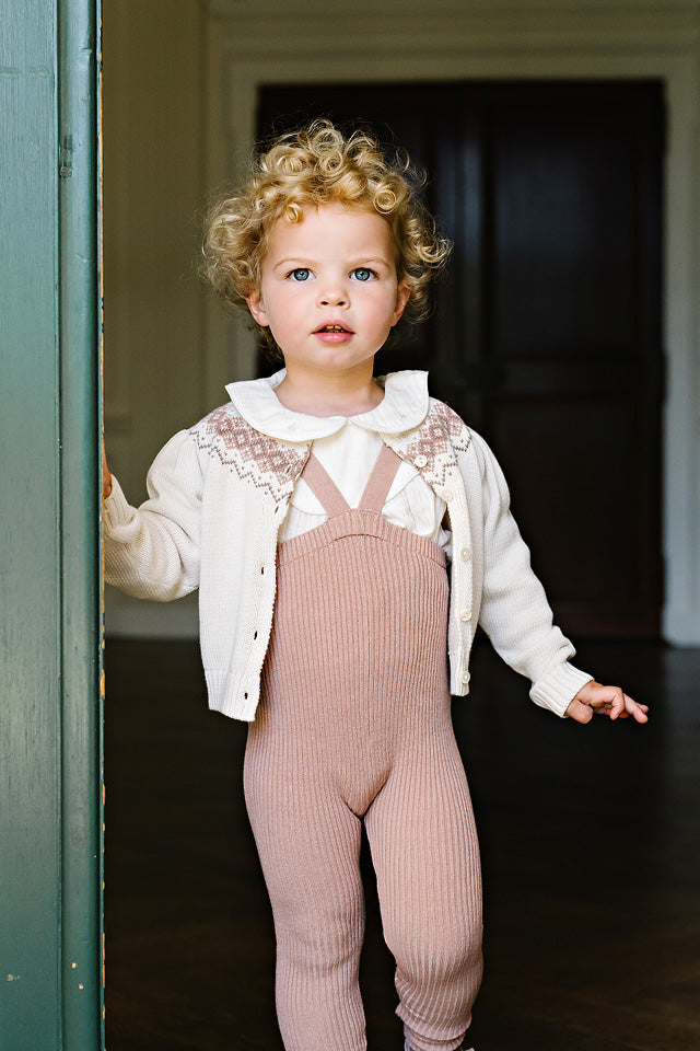 Girls Embroidered Shirt - Cream/Rose