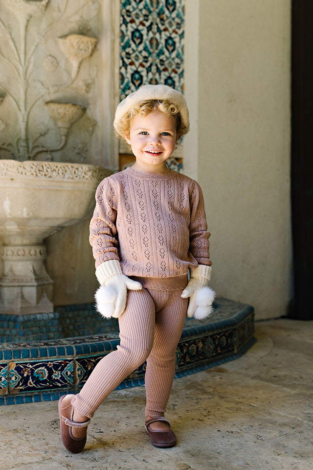 Pre-Order Girls Knit Set - Dried Rose