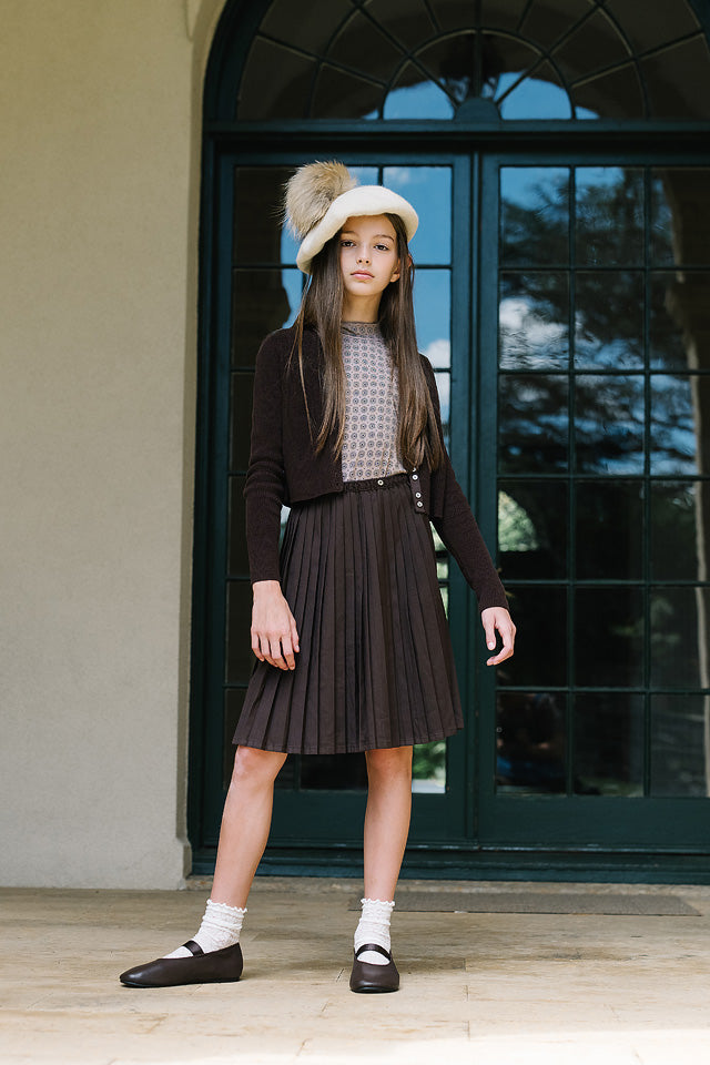 Pre-Order Knife Pleated Skirt - Chocolate Brown