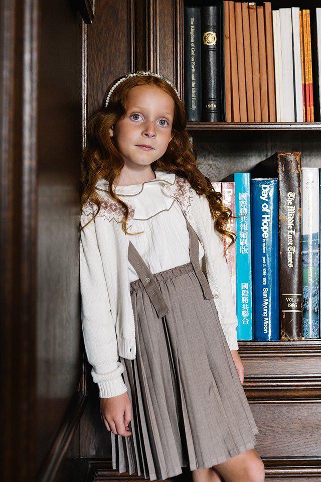Girls Embroidered Shirt - Cream/Oat