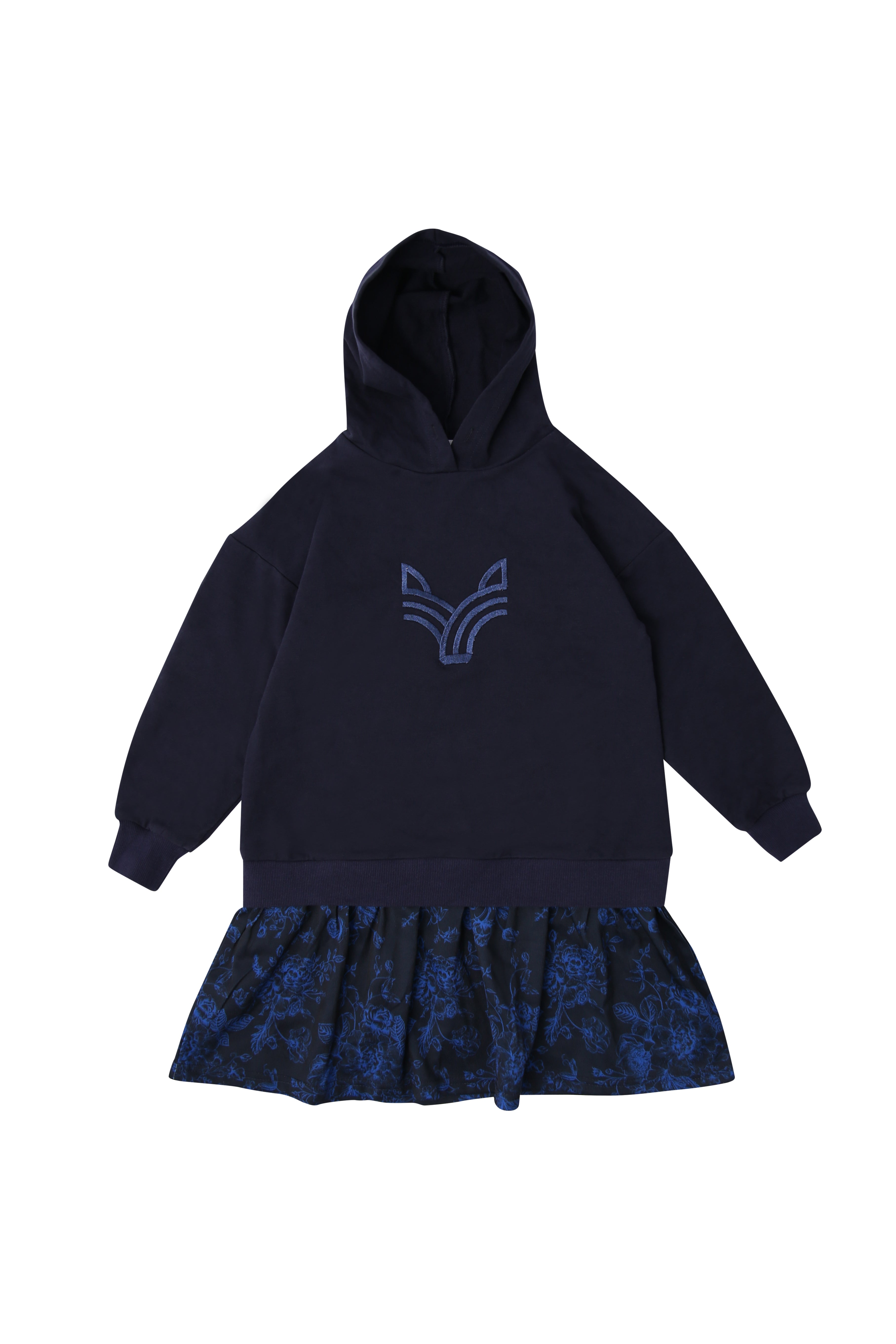 Navy Embroidered Logo Dress