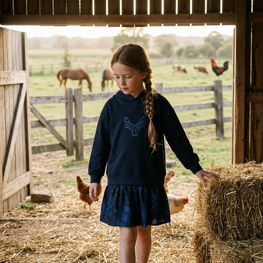 Navy Embroidered Logo Dress