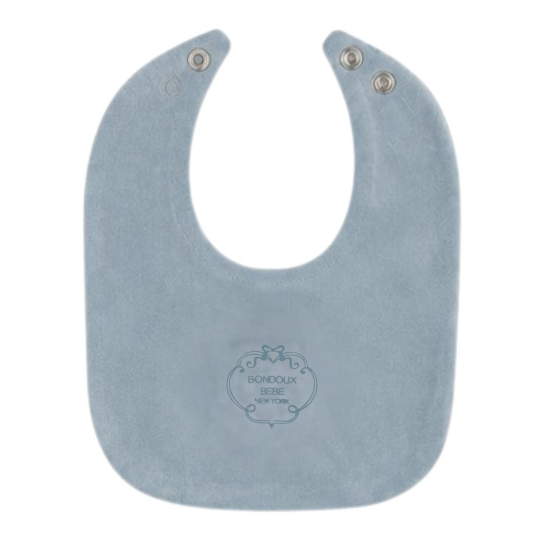 Velour Embossed Bib - Baby Blue