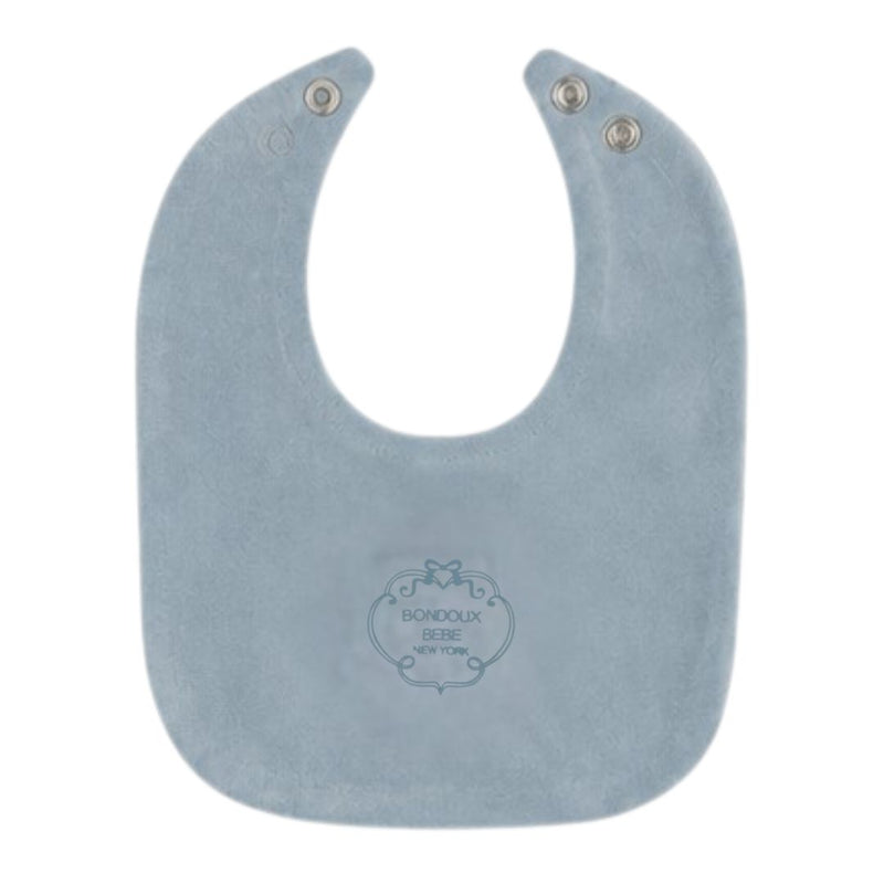 Velour Embossed Bib - Baby Blue