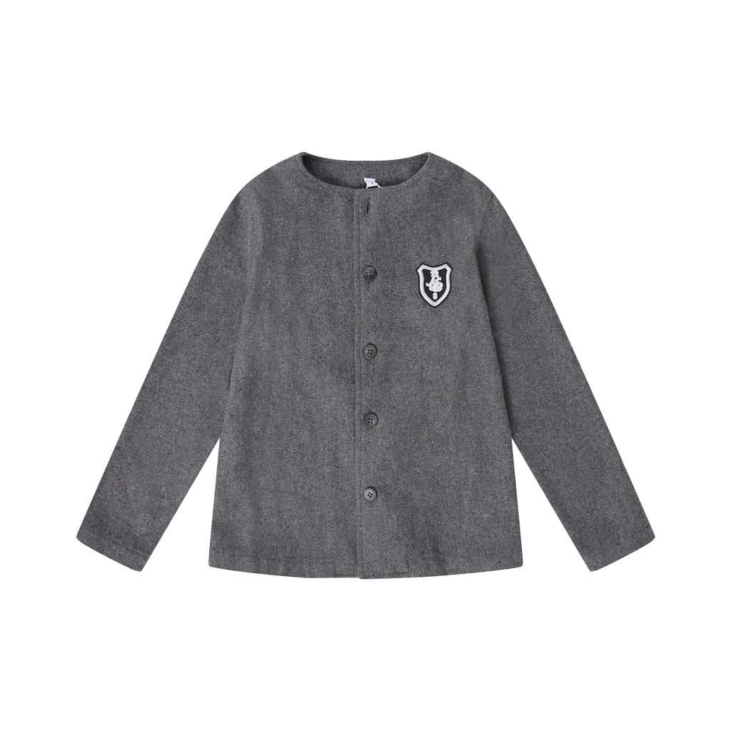 Grey  Emblem Wool Cardigan