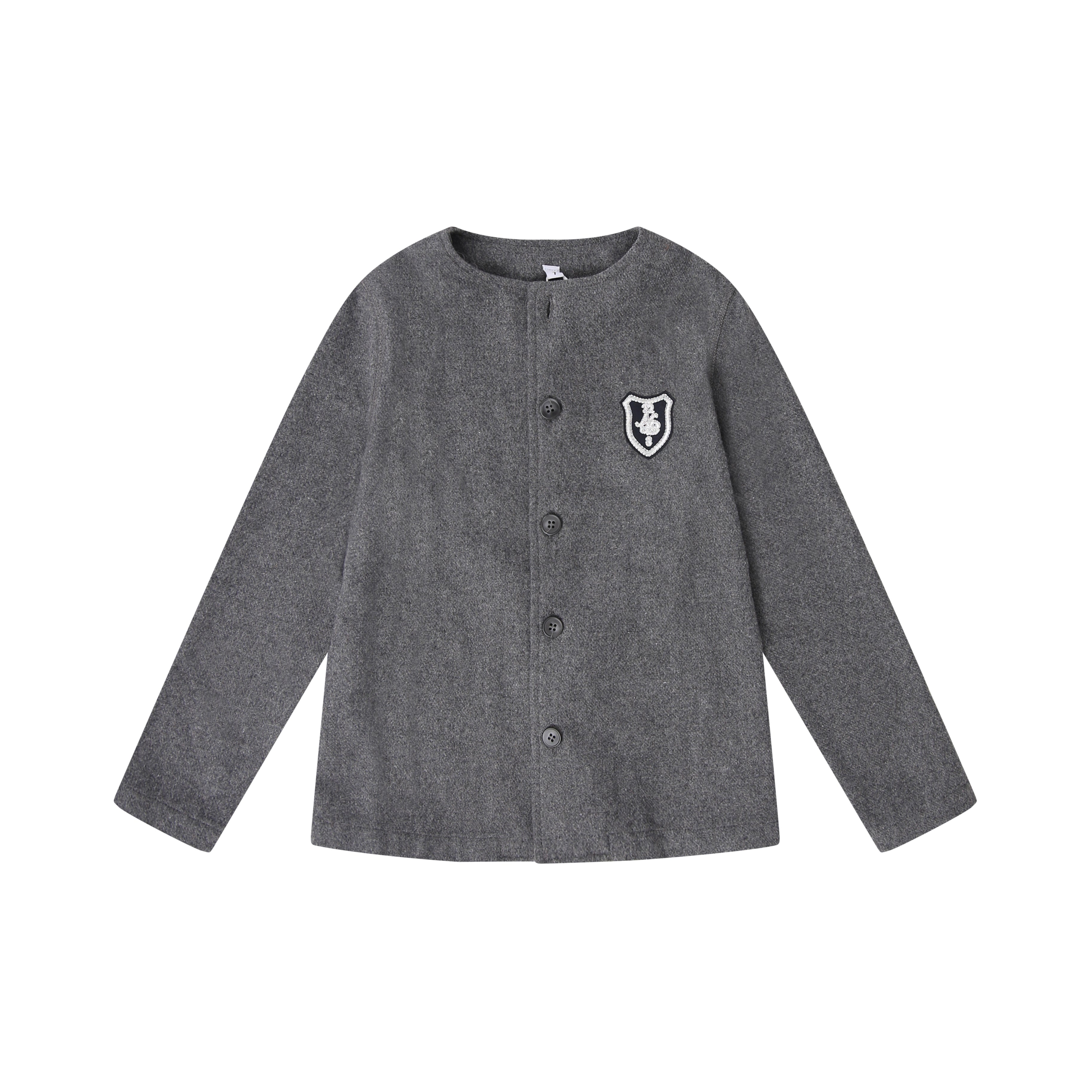 Grey  Emblem Wool Cardigan