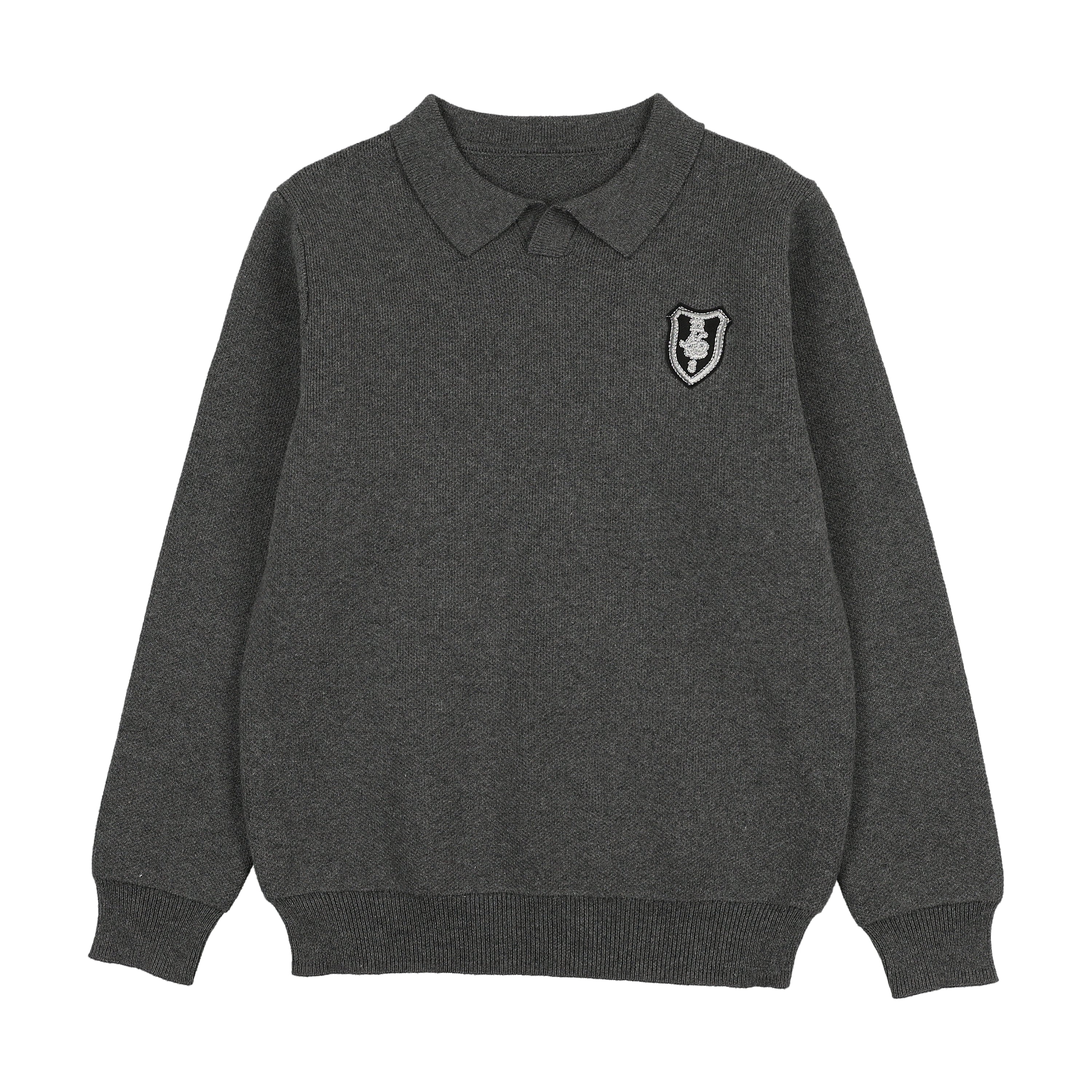 Grey Emblem Knit Top