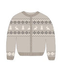 Fair Isle Kids Knit Cardigan - Taupe