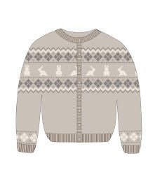 Fair Isle Kids Knit Cardigan - Taupe