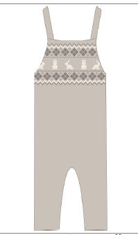 Fair Isle Knit Overalls - Taupe