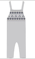 Fair Isle Knit Overalls - Grey Blue