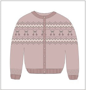 Fair Isle Kids Cardigan - Mauve