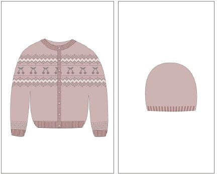 Fair Isle Baby Cardigan & Beanie - Pink