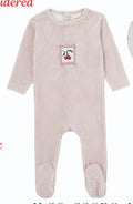 Striped Embroidered Cherry Footie - Lilac