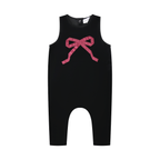 Raspberry Ribbon Bow Overalls