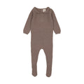 Knit Embroidered Footie - Misty Oat