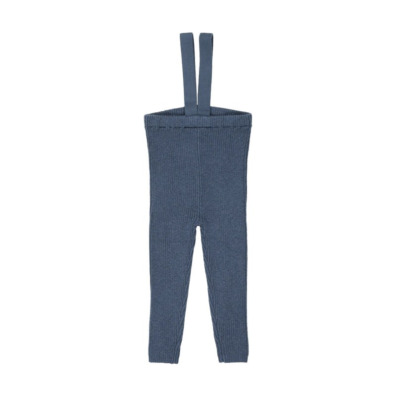 Knit Suspender Leggings - Vintage Blue