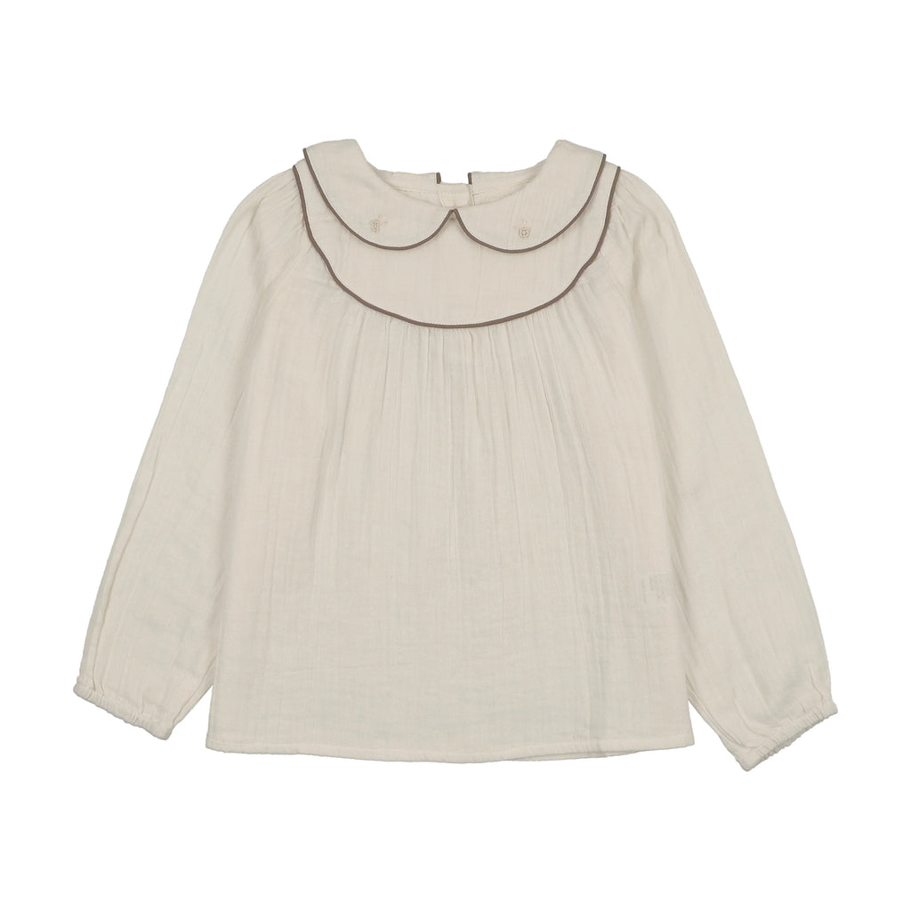 Girls Embroidered Shirt - Cream/Oat