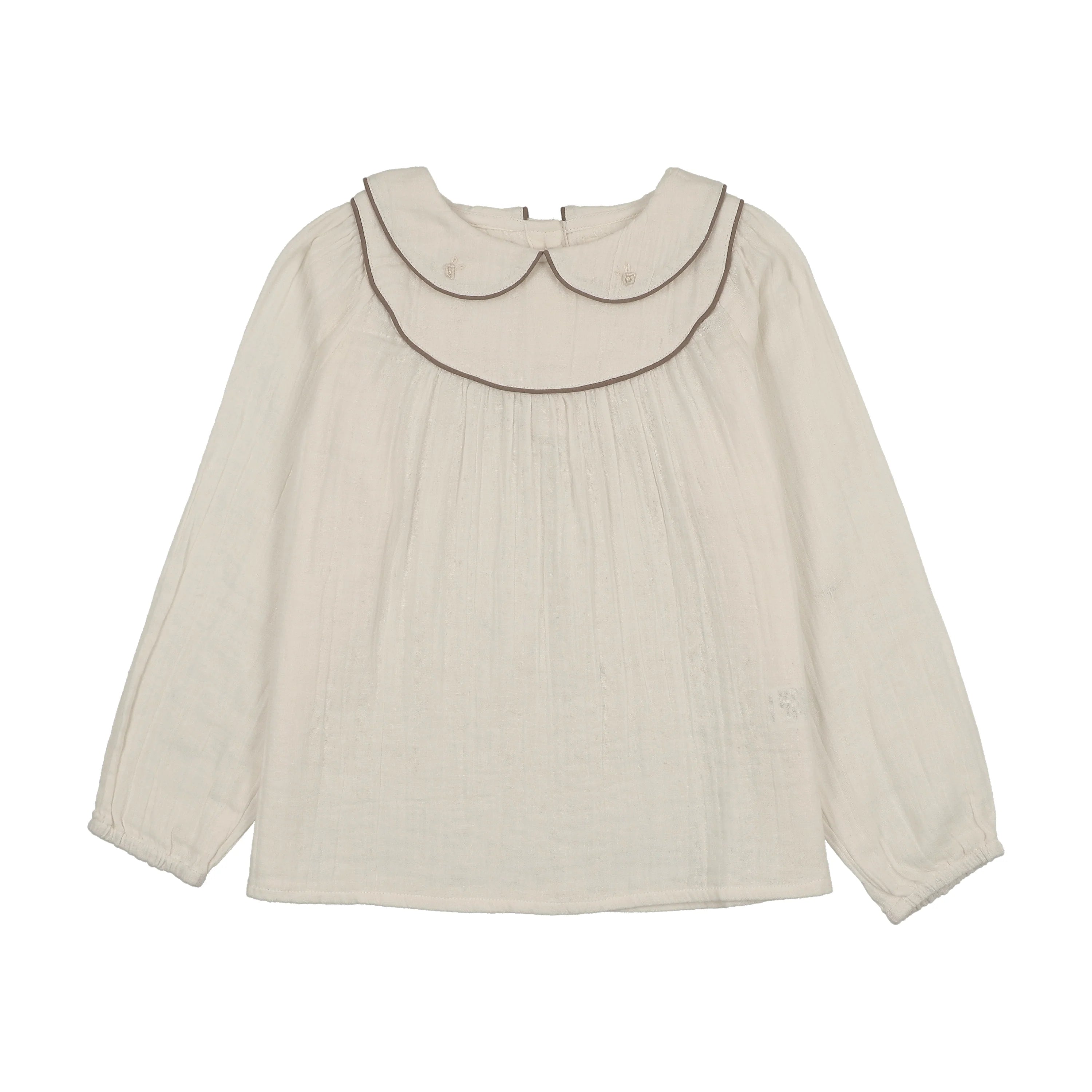 Girls Embroidered Shirt - Cream/Oat