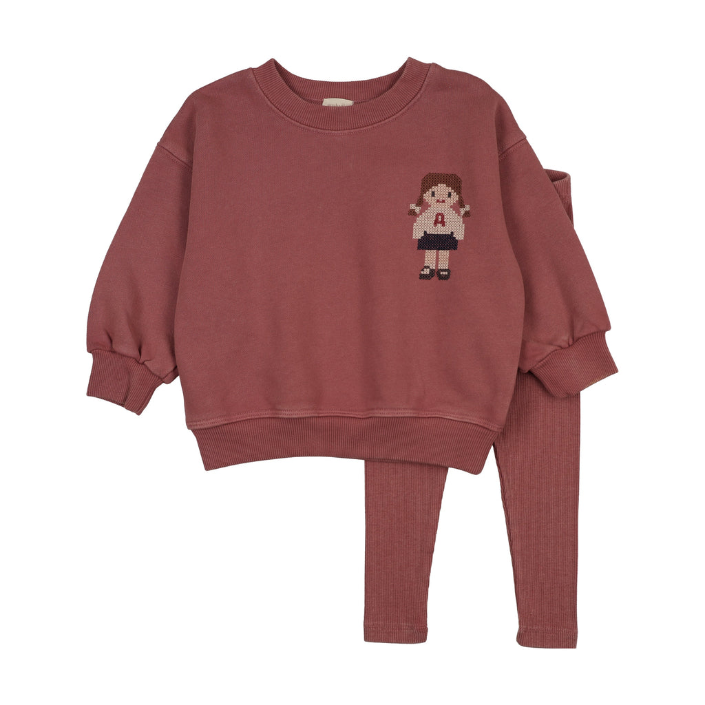 Pre-order Doll Sweatshirt Set - Vintage Pink